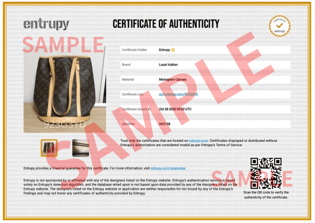 Entrupy Certificate